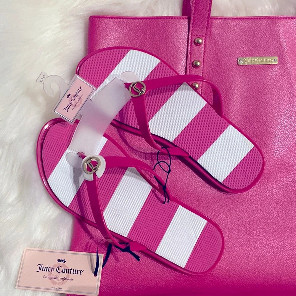 🩷PRICE IS FIRM🩷Juicy Couture Pink Large tote bag and Sandals NWT